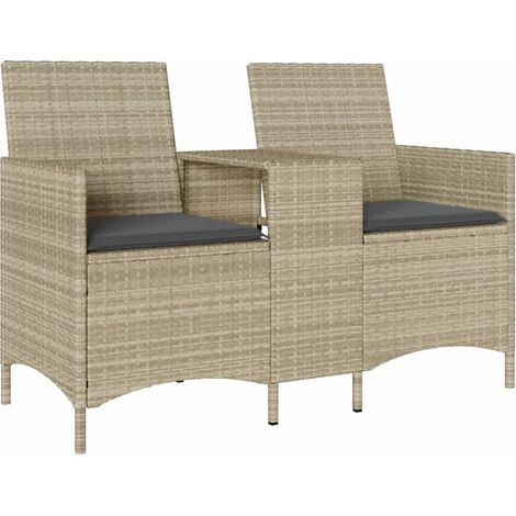 Maison Exclusive - Divano 2 Posti con Tavolo e Cuscini Grigio Chiaro Polyrattan