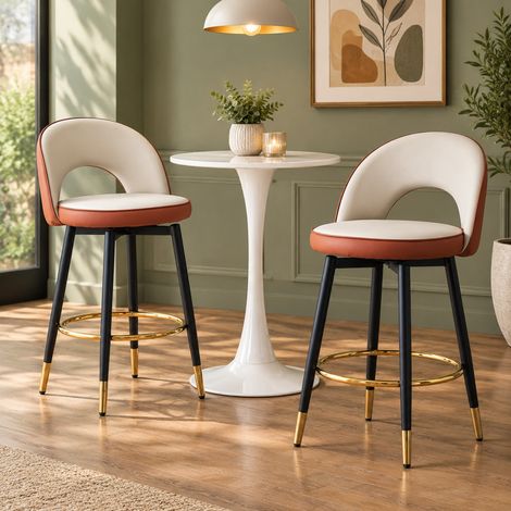 MEUBLIV Set di 2 sgabelli da bar girevoli 360° 47,4 x 44 x 92 cm marrone e grigio (1/5)