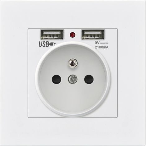 2er-Set Wandsteckdosen, Wandsteckdose mit Doppel-USB 5V/2100mA, Einbausteckdose mit 2 USB-Anschlüssen, praktisch und handlich