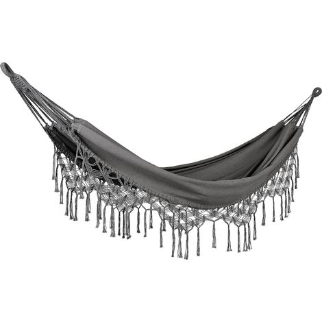 Amaca da giardino in cotone dondolo stile boho grigio Rocca