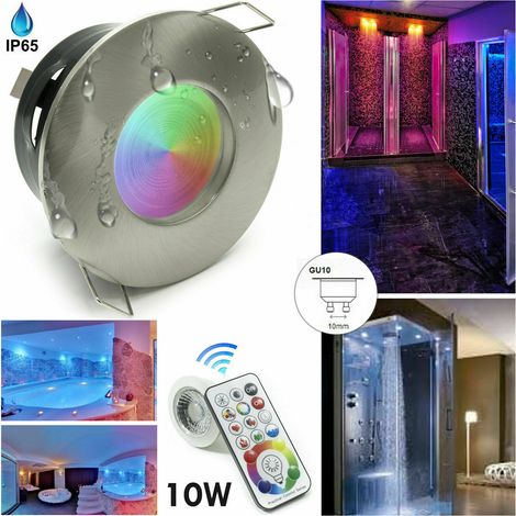 Faretto silver spazzolato impermeabile LED RGBW 10W cromoterapia bagno GU10Colore Bianco
