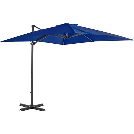 Parasol Déporté de Jardin en Aluminium Inclinable Rotatif 360° Bleu Azuré 250 x 250 cm - PANGIVO (1/5)