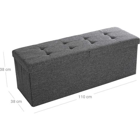 Coffre de rangement banquette 110 x 38 x 38 cm capacité 120 litres charge 300 kg style moderne en MDF gris foncé (1/3)