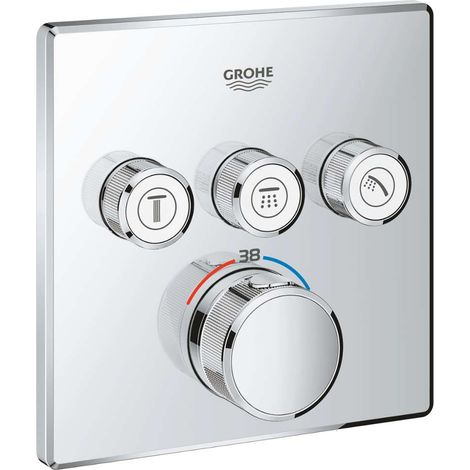 Grohe – Mitigeur thermostatique de douche 29126000 – 3 sorties – Finition chrome éclatant – Technologie TurboStat pour régulation instantanée (1/10)