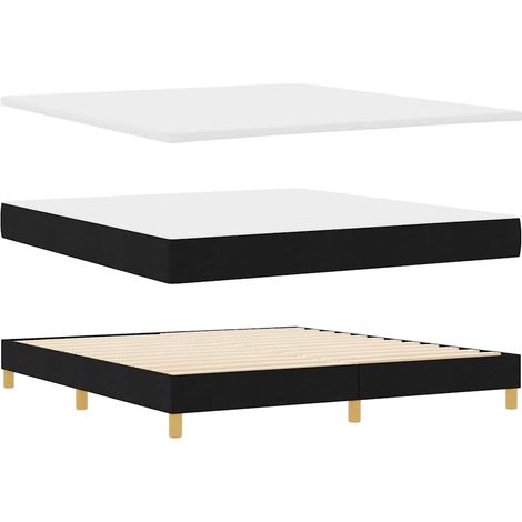 Cama tipo Box Spring con cabecera Negro 180 x 200 cm tela vidaXL (1/5)