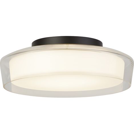 Plafoniera Contemporanea Disco Acciaio Nero Vetro Trasparente Led 14W 3000K (1/5)