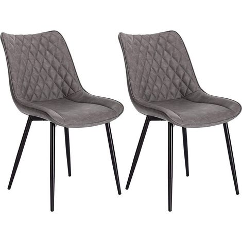 WOLTU Esszimmerstühle 2er Set Küchenstuhl Polsterstuhl Wohnzimmerstuhl Sessel mit Rückenlehne, Sitzfläche aus Kunstleder, Metallbeine, Antiklederoptik, dunkelgrau (1/5)