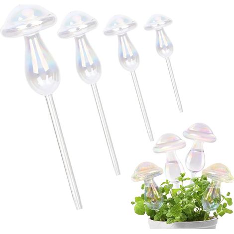 4 Pièces Boule d'arrosage, Verre arc-en-ciel, Réservoir 200 ml, Automatique, Plantes intérieur balcon