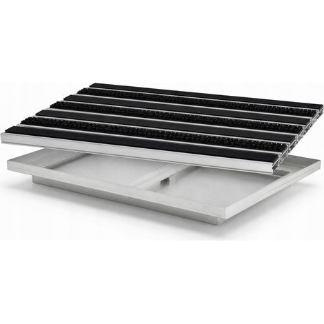 Polentex Aluminium-Fußmatte C22 Bürste/schwarzer Gummi 75x50 + Schmutzfang (1/5)