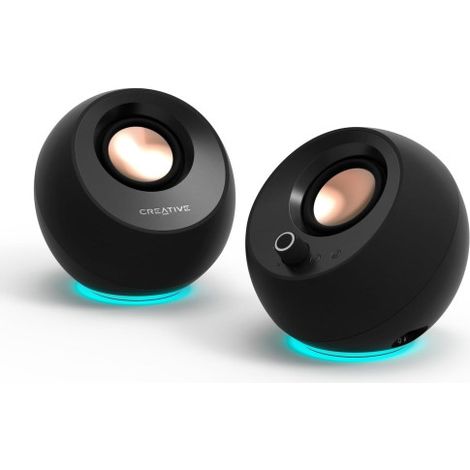 Creative Pebble Pro 2.0 Altoparlanti per computer USB-C con Bluetooth 5.3 e illuminazione RGB personalizzabile, audio USB e porta per cuffie/microfono de (Nero)