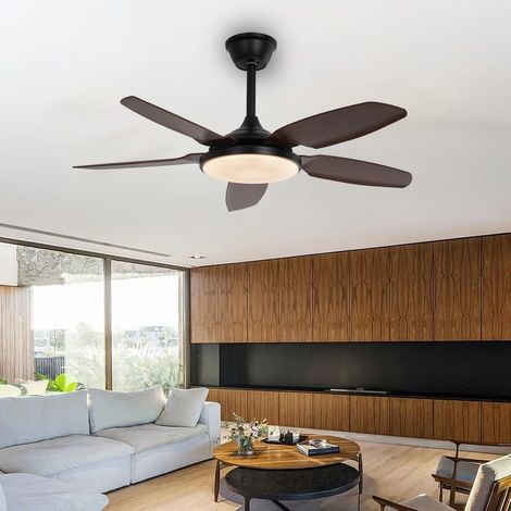Ventilateur de plafond de 110 cm avec lumière et télécommande, Plafonnier LED à intensité variable avec 3 pales, 6 vitesses, minuterie (1/5)