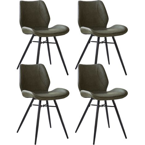 Set mit 4 Esszimmerstühlen Beau Industriell Grünes Kunstleder –