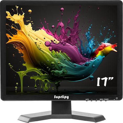 Moniteur de vidéosurveillance de sécurité LCD TFT 17 Pouces 1280x1024 4:3 écran d'affichage Couleur Prise en Charge HDMI/VGA/AV/BNC/MIC Ports USB avec télécommande Haut-parleurs intégrés (1/5)