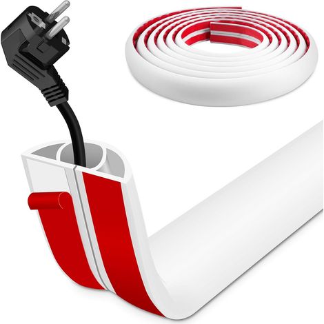 Goulotte de câble autocollante de 3 m - Cache de câble flexible pour éviter les trébuchements - Convient pour la maison, le bureau, l'usine, l'entrepôt et d'autres endroits (1/5)