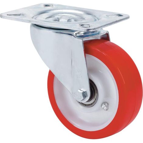 rueda giratora placa 10tvc125-pob nylon blanco-poliur.rojo eje bolas (1/2)