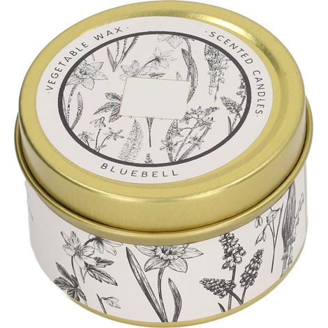 Bougie parfumée huile essentielle naturelle cire de soja boîte métal doré 70g jacinthe des bois repas romantique (1/5)