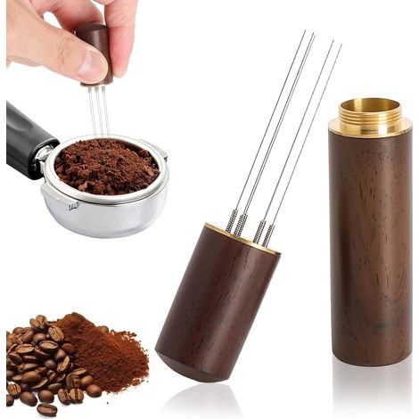 WDT Espresso-Werkzeug – Professioneller Kaffeespender mit 6 Edelstahlnadeln – Zubehör für Kaffeemaschinen – Präziser Kaffeespender aus Holz für Baristas (1/5)