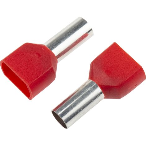 Embout à sertir 2 x 10mm², Rouge, longueur 14mm, 2 entrées (1/4)