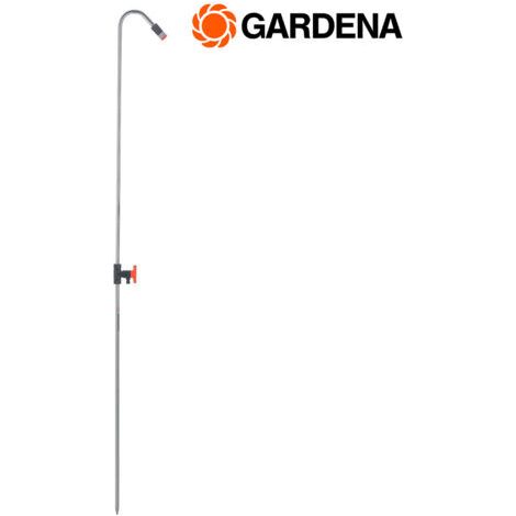 Douche extérieure 2m en métal et plastique – Résistante à la corrosion – Jet uniforme réglable – Couleurs gris et orange (1/5)
