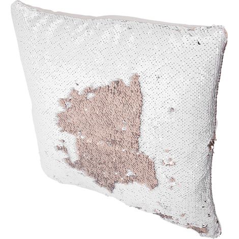 Housse de coussin à sequins bicolores à faire soi-même avec sequins rabattables - Coussin magique couleur champagne doré et blanc (1/5)