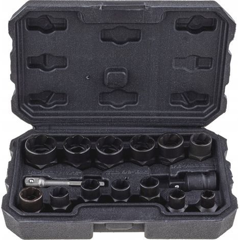 Lange Steckschlüssel für beschädigte Schrauben und Muttern 15-teilig 6-19 Adapter (1/3)