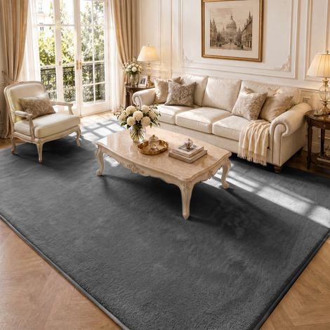 Vounot – Tapis shaggy antidérapant 240x340cm – Ultra doux 10mm – Sous-tapis PVC inclus – Lavable en machine à 30°C – Certifié OEKO-TEX