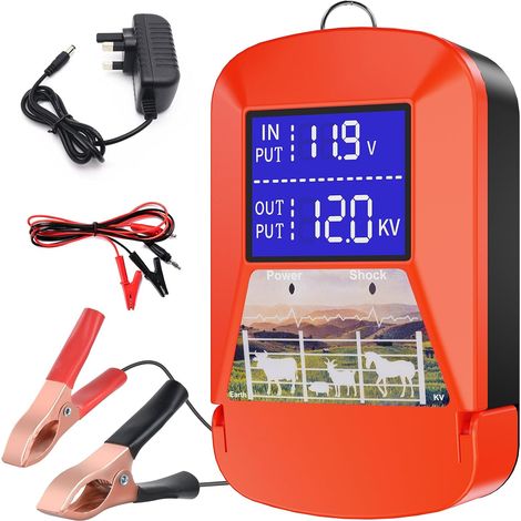 Électrificateur de clôture électrique 12 V avec affichage LED, électrificateur 3,0 J pour électrificateur électrique 24 km, pour protéger les animaux de ferme, les animaux domestiques, la volaille (1/5)
