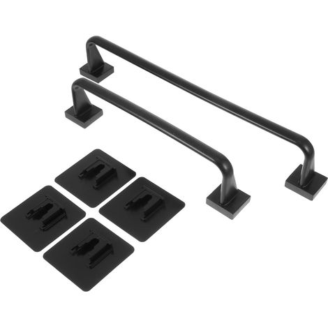 Porte-serviettes mural noir (lot de 2) en plastique adhésif, pour sall (1/5)