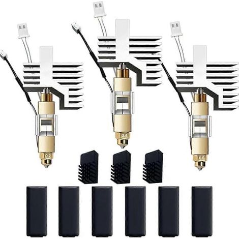 Kit de tête d'impression ELEGOO Centauri Carbon Hotend (3 pièces) : buse en laiton et acier trempé de 0,2/0,4/0,6 mm, 3 chaussettes en silicone et 3 brosses pour buse.