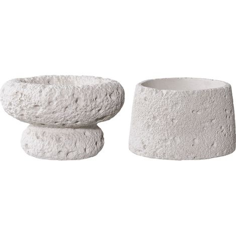 Set 2 portacandele in cemento grigio effetto pietra (1/5)