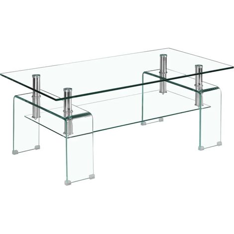 Table basse L. 100 cm avec double plateau en verre trempé - ICE (1/5)