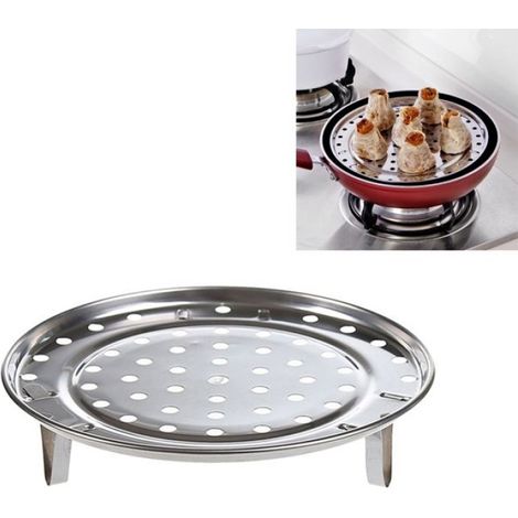 Grille de cuisson à la vapeur - - Acier inoxydable - 20 cm - Étagère étanche - Multifonction - Support intégré (1/5)