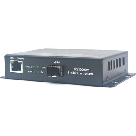 Elfcam® - 10Gb Convertisseur Fiber Ethernet avec 1x RJ45 10G Port vers 1x 10G SFP+ Port,10G Convertisseur de Média Compatible avec Freebox Ultra et Orange Livebox 6/7