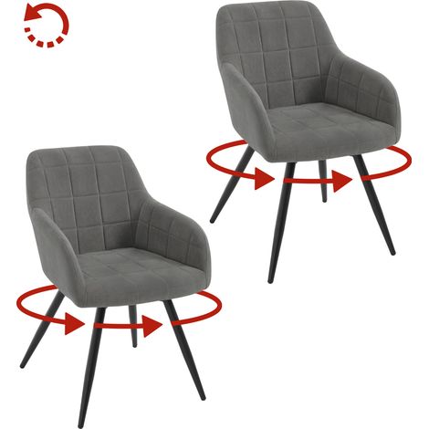 Lot de 2 Chaises Pivotante Salle à Manger WOLTU, Fauteuil Salle à Manger en Velours, Pieds en Métal, Gris Foncé (1/5)