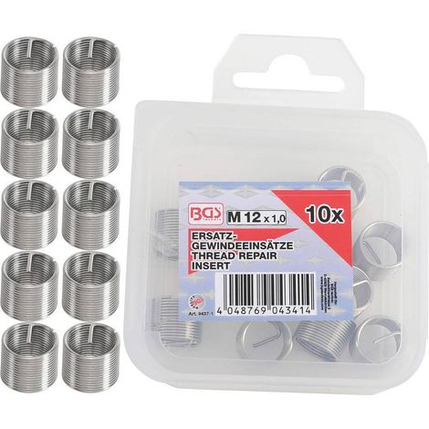 Inserts Taraudés M12 x 1,0 mm - Lot de 10 pcs - Acier Résistant - Fixation Fiable et Durable, - D-Work (1/5)
