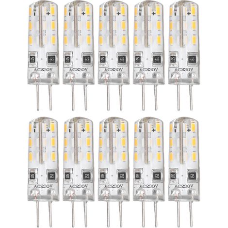 CHOYCLIT Ampoule LED G4,10 pièces G4 ampoule LED Bi broche Base Silicone blanc chaud 3000K 1.5W AC220V 110LM paysage ampoules remplacement