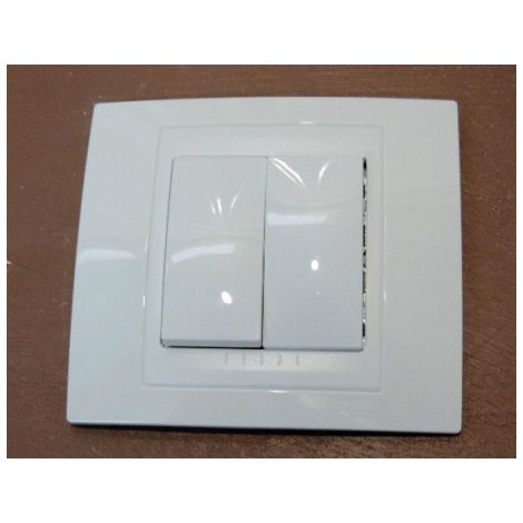 Schneider Electric – Double interrupteur va-et-vient 10A blanc brillant encastré – Support métal inclus – Compatible gamme Unica – Installation rapide (1/5)