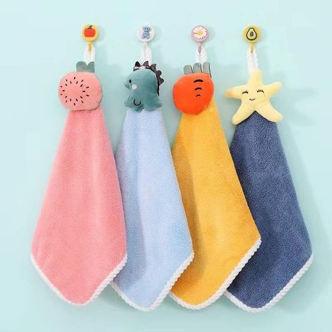 Serviettes à séchage rapide avec boucle de suspension, paquet de 4, couleur corail doux, petites et absorbantes. (1/5)