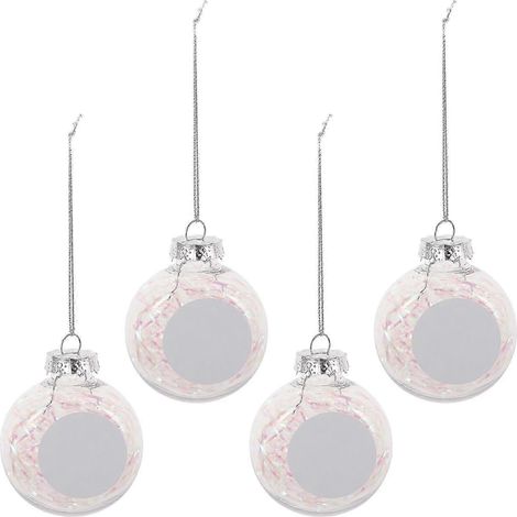 Lot de 4 boules de Noël transparentes à remplir, incassables, à personnaliser soi-même pour décorer le sapin, les mariages, les fêtes et les célébrations. (1/5)