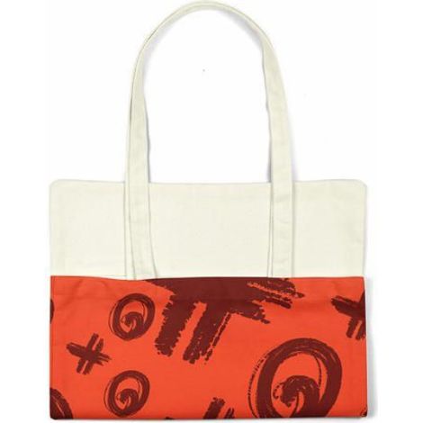 Sac shopping - tote bag - Bonamaison - Coton - Orange - 34 x 40 cm (1/4)