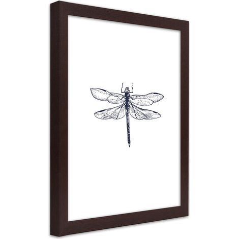Quadro con cornice, Libellula disegnata - 40x60 (1/5)