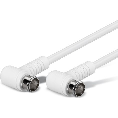 Câble d'antenne GOOBAY F-Quick 1,5 m, blanc, 2x coudé, 80 dB