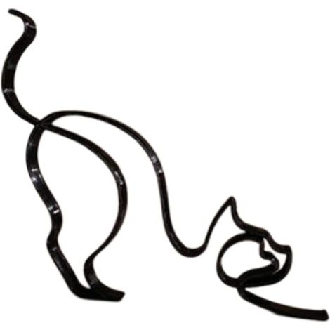 Statue Métallique Chien Chat - Sculpture Abstraite en Fer - Décor Intérieur Bureau Salon Chambre Étude - 11 x 16 x 0,5 cm - Lot de 1