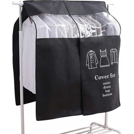 Housse Protège Housses de Vêtements 90 × 110cm Noir Housse de Anti-Poussière Protection Portant Universelle Garment Covers (1/4)