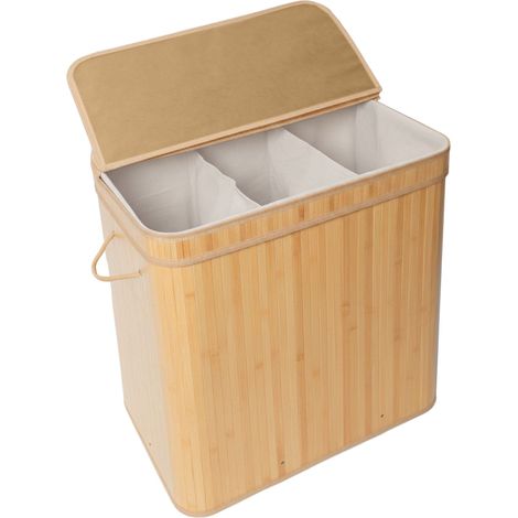 Bamboo Laundry Hamper With Lid, Removable Liner (1/5)