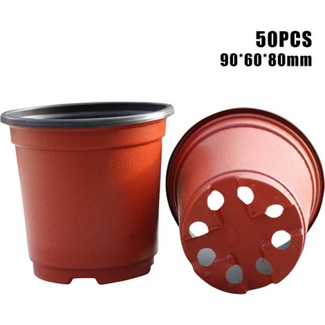 (50 pots de semis de 9 cm) - Pots de pépinière souples pour plantes - Pots de fleurs - Bac de culture en plastique - Accessoires de jardinage pour la maison et le jardin - 9-14 cm (1/4)