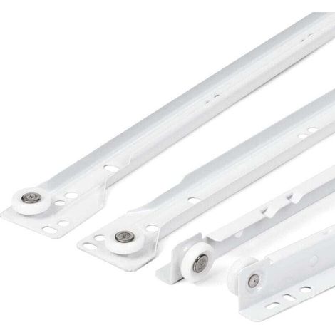 Guías para cajones de 400 mm - Juego de 2 rieles blancos, sistema de extensión parcial, fácil montaje - Kit de muebles-KZQ