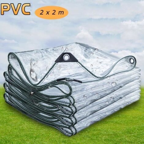 Verstärkte, wasserdichte, transparente Plane, Kunststoffschutz für Gartenmarkisen im Freien, Dicke 0,35 mm, Größe: 2 x 2 m. (1/5)