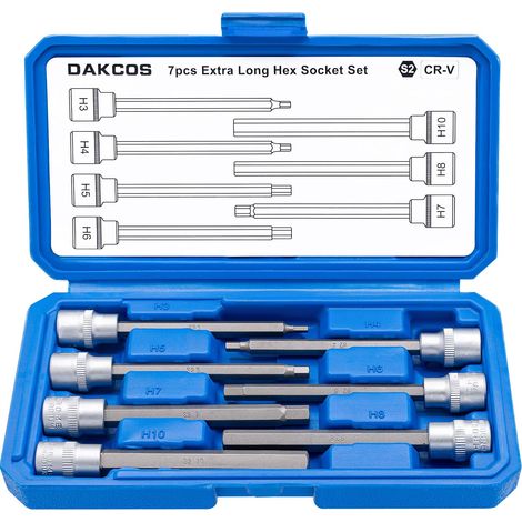 7PC Douille Allen 3/8" Extra Long 6 pans Douilles hexagonales 3-10mm (1/5)