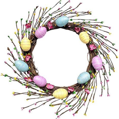 ghirlande di rattan a forma di uovo di Pasqua – Decorazione per feste, decorazione da parete, decorazione per la porta d'ingresso (1/5)